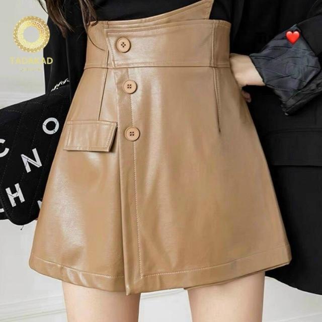 Chân Váy Da Ngắn Vạt Chéo, Quần Đùi Giả Váy Chữ A Lệch Vạt, Cạp Cao, Da Bóng Tôn Dáng Siêu HOT 2021-TADAKAD SHOP | BigBuy360 - bigbuy360.vn