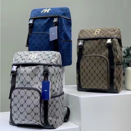 Balo MLB BKM01 Hàn Quốc họa tiết hoa vintage sức chứa lớn thời trang cho nam nữ