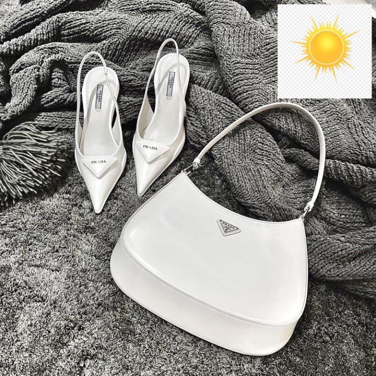 ️🥇️🥇 giày Sandal nữ cao gót nhú prada mũi nhọn da bóng (fullbox Bill túi) ️🥇