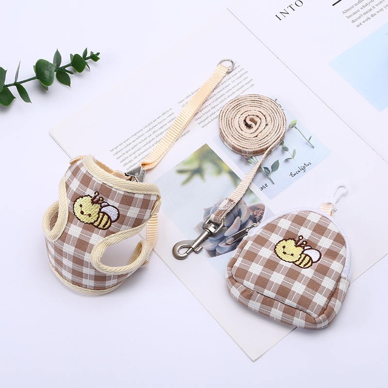 Dây dắt cho chó mèo con ong kèm yếm - có balo