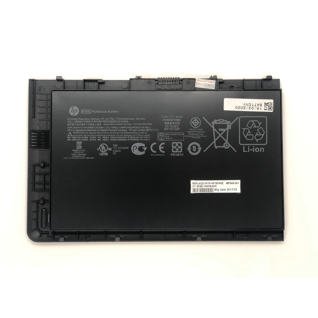 Pin Laptop HP EliteBook Folio 9470 9470M Series Mã Pin BT04XL Có Video Thực Tế