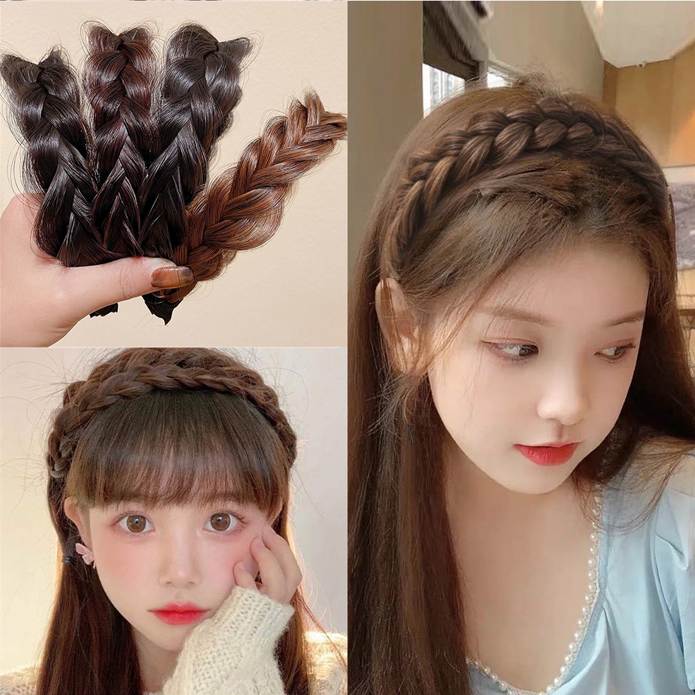 Băng Đô Cài Tóc Giả Thắt Bím Hình Xương Cá Chống Trượt Cho Nữ