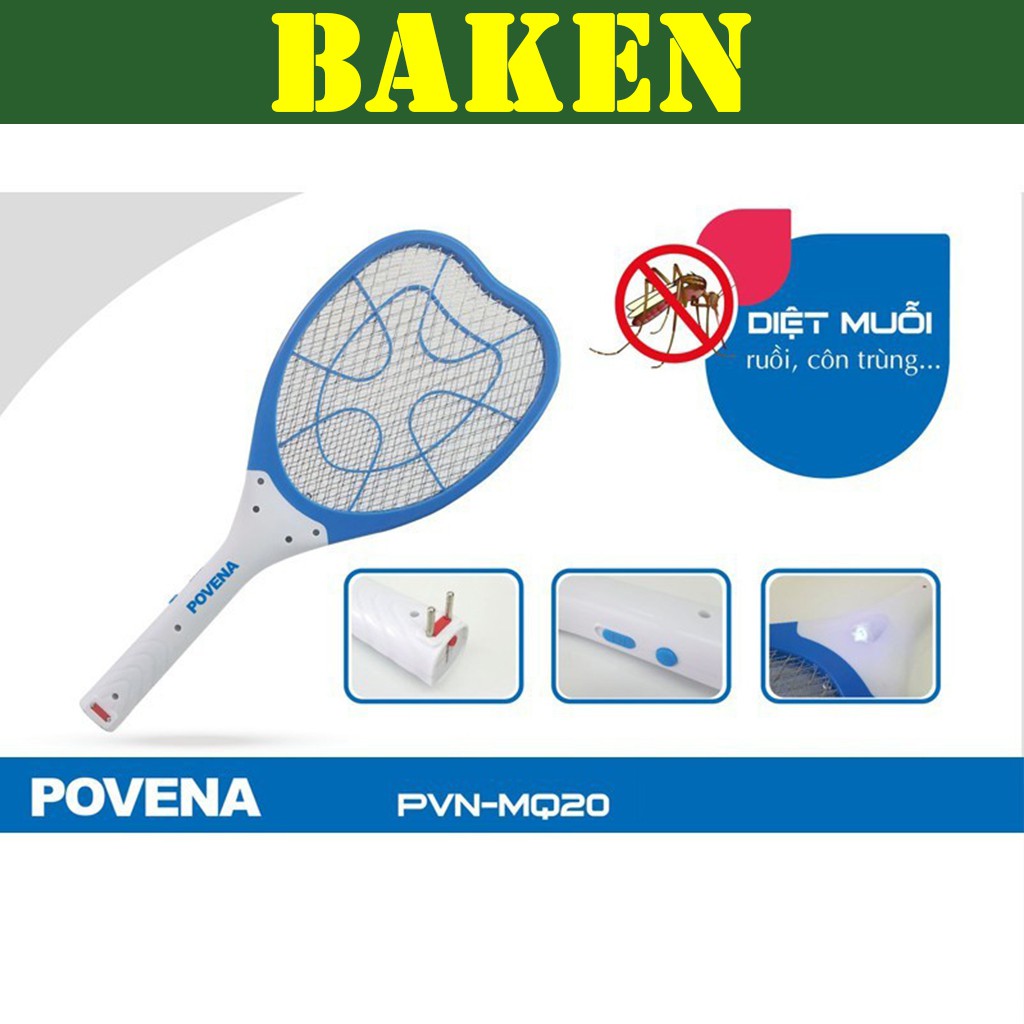 Vợt Muỗi Điện Cao Cấp POVENA PVN-MQ22 - Sạc Nhanh - Thời Lượng Pin Lâu - BAKEN