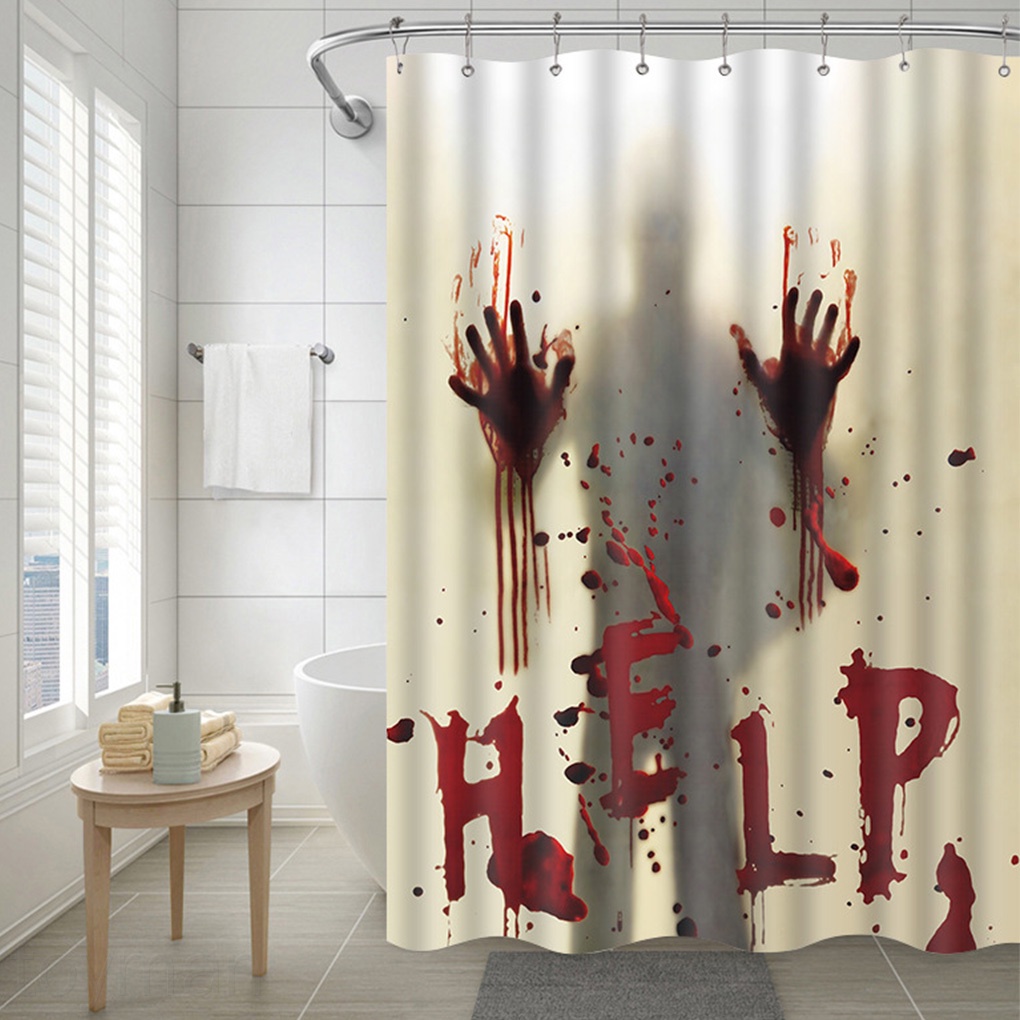 Halloween Themed Shower Curtain Bathroom Shower Bathing Bloody Drape Holiday Scary Decoration toyman