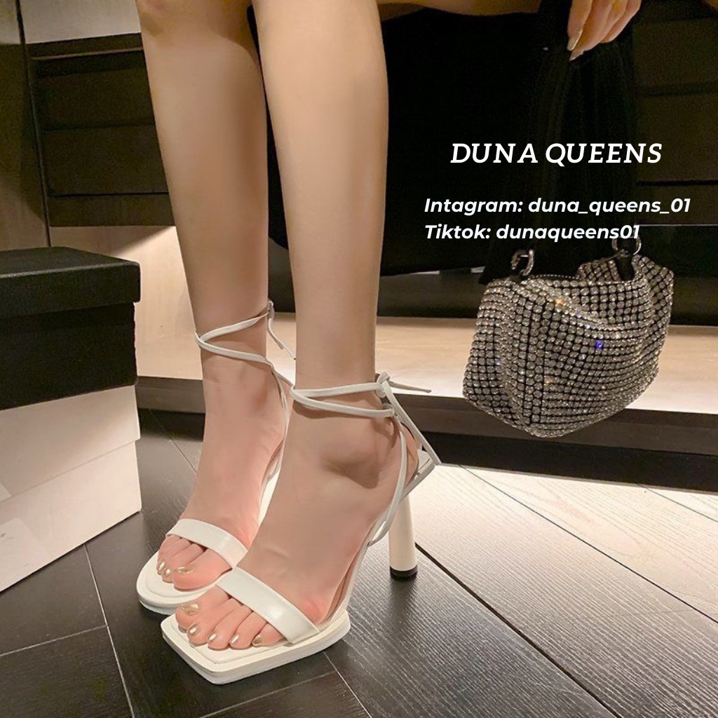 Giày cao gót phối dây buộc, sandal gót nhọn kiểu chiến binh hót 2022 7p thanh lịch