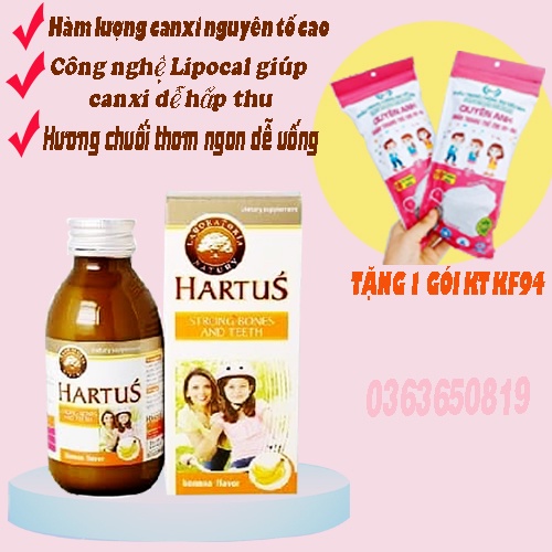Canxi Hartus hỗ trợ bổ sung canxi cho trẻ từ 4 tháng tuổi, 150 ml
