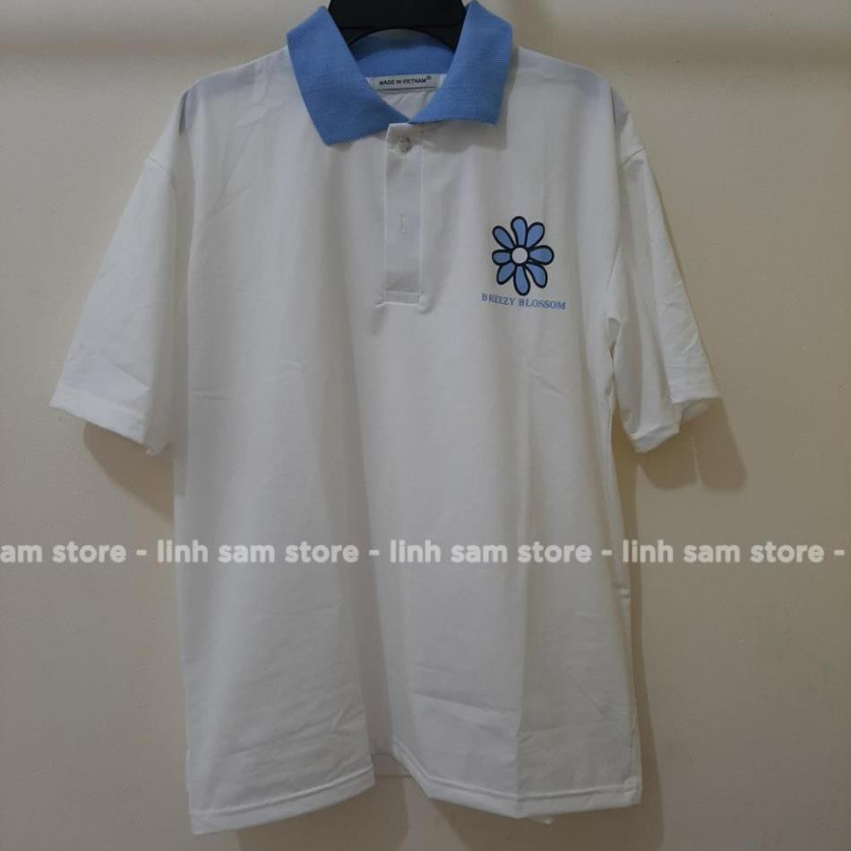 Áo thun POLO nữ tay lỡ có cổ phông form rộng freesize unisex mặc đi học, cặp, nhóm, lớp in hình HOA CÚC BA MÀU 😘