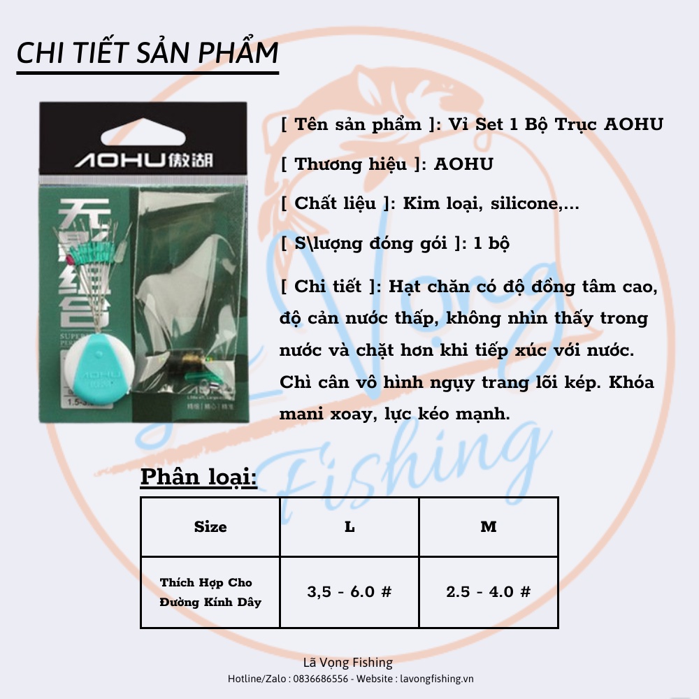 Combo Set Trục Câu Đài AOHU - Lã Vọng Fishing