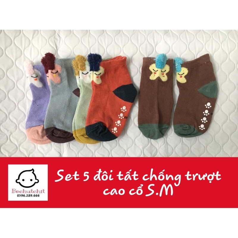 SET 5 ĐÔI TẤT CAO CỔ CHỐNG TRƯỢT CHO BÉ