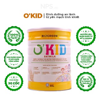 Sữa thực vật hữu cơ nhập khẩu [BIOGREEN] Okid Oat Milk dành riêng cho trẻ (850g)