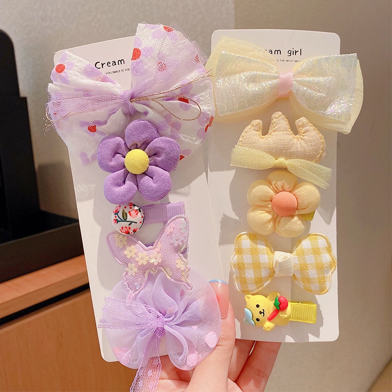Set 5 Kẹp Tóc Nơ Dễ Thương Cho Bé Gái