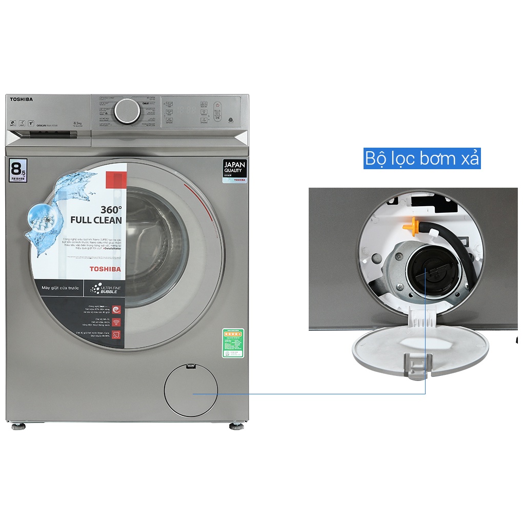 Máy giặt Toshiba Inverter 8.5 kg TW-BL95A4V - Kết nối Wifi - Hàng chính hãng bảo hành 2 năm