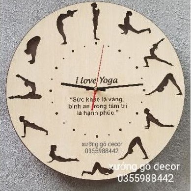 (Mẫu Mới) Đồng Hồ Treo Tường Yoga Trang Trí Nhà Cửa, Phòng Tập