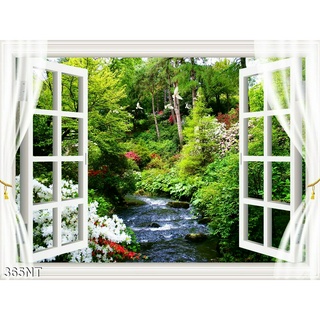 TRANH DÁN TƯỜNG 3D CỬA SỔ PHONG CẢNH ĐẸP 365NT  -  TRANH DÁN TƯỜNG HÌNH Ô CỬA SỔ NHÌN RA PHONG CẢNH