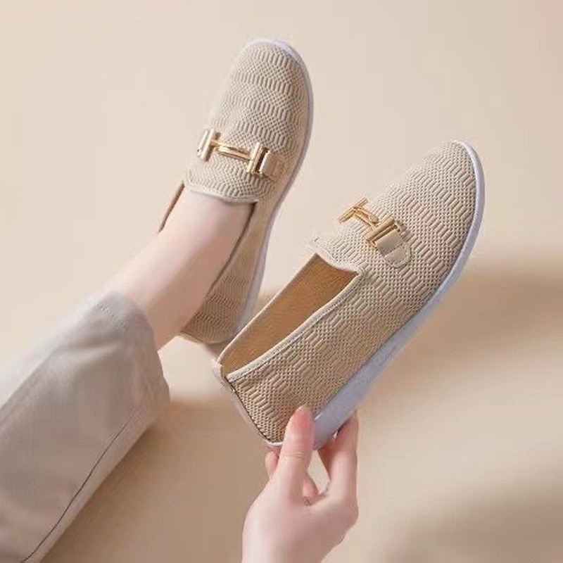 IELGY Giày lười chất liệu vải đế bằng thoáng khí dành cho nữ