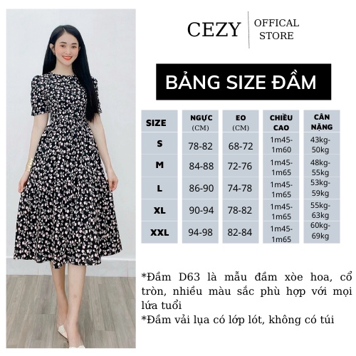 Đầm xòe hoa cổ tròn tay phồng có size bigsize CEZY D63 | BigBuy360 - bigbuy360.vn