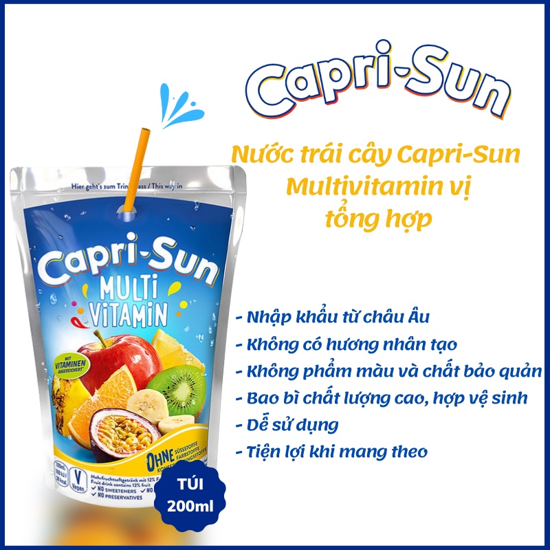 Nước trái cây Capri Sun vị MultiVitamin 200ml - hàng nhập  khẩu Đức chính hãng