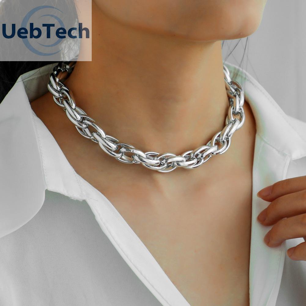 Vòng cổ choker dây xích bản to phong cách punk hip hop cho nam và nữ