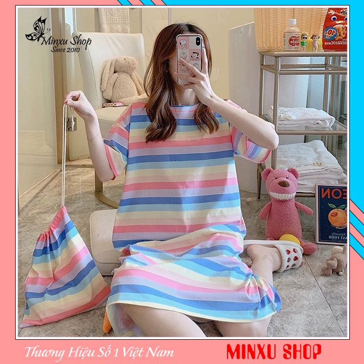 Váy Mặc Nhà, Váy Ngủ Họa Tiết Đáng Yêu, Chất Thun Cotton Mềm Mịn Diện Hè VU