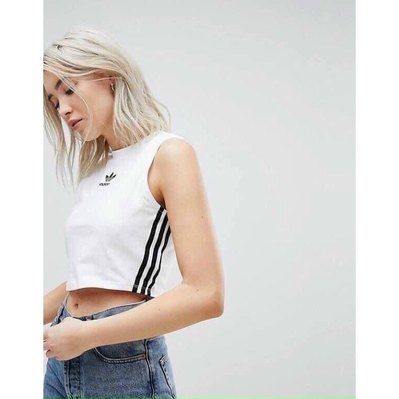 [Mã ZAMZA10 giảm 10k đơn 150k] Áo croptop sát nách adidas dáng ôm siêu xinh chính hãng