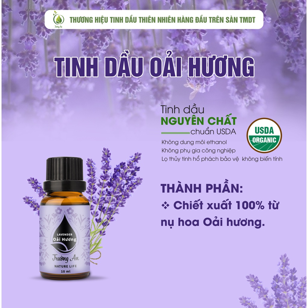 Tinh dầu oải hương Lavender Trường An Natural Life, , xuất sứ thiên nhiên không pha tạp chất, có giấy kiểm định COA