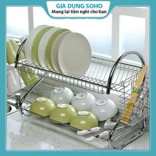 Kệ úp bát đũa 2 tầng inox đa năng soho siêu tiện dụng, giá úp bát chén đĩa cốc tiện lợi, an toàn cho sức khỏe