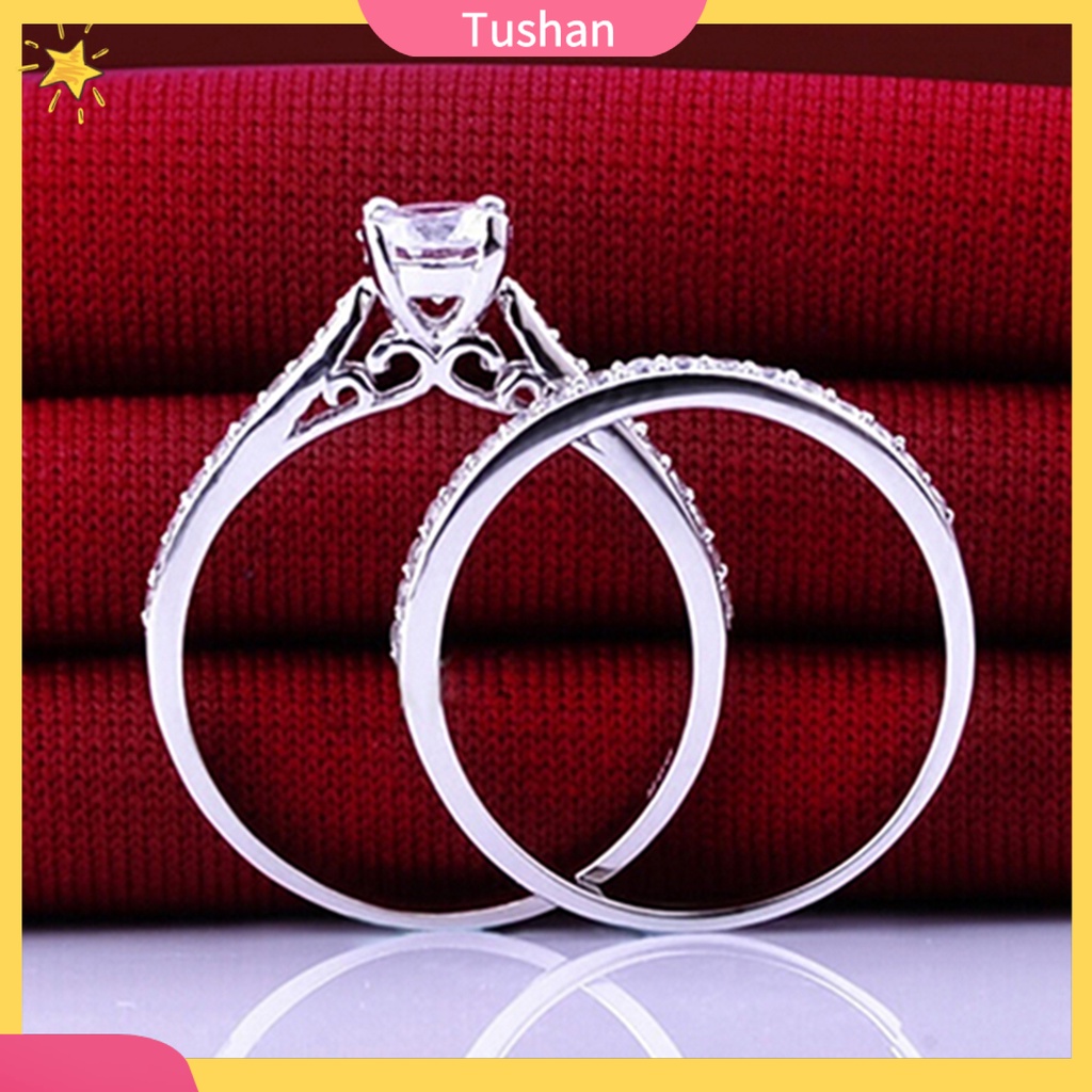 Nhẫn đính hôn đính đá zircon bằng bạc sterling 925