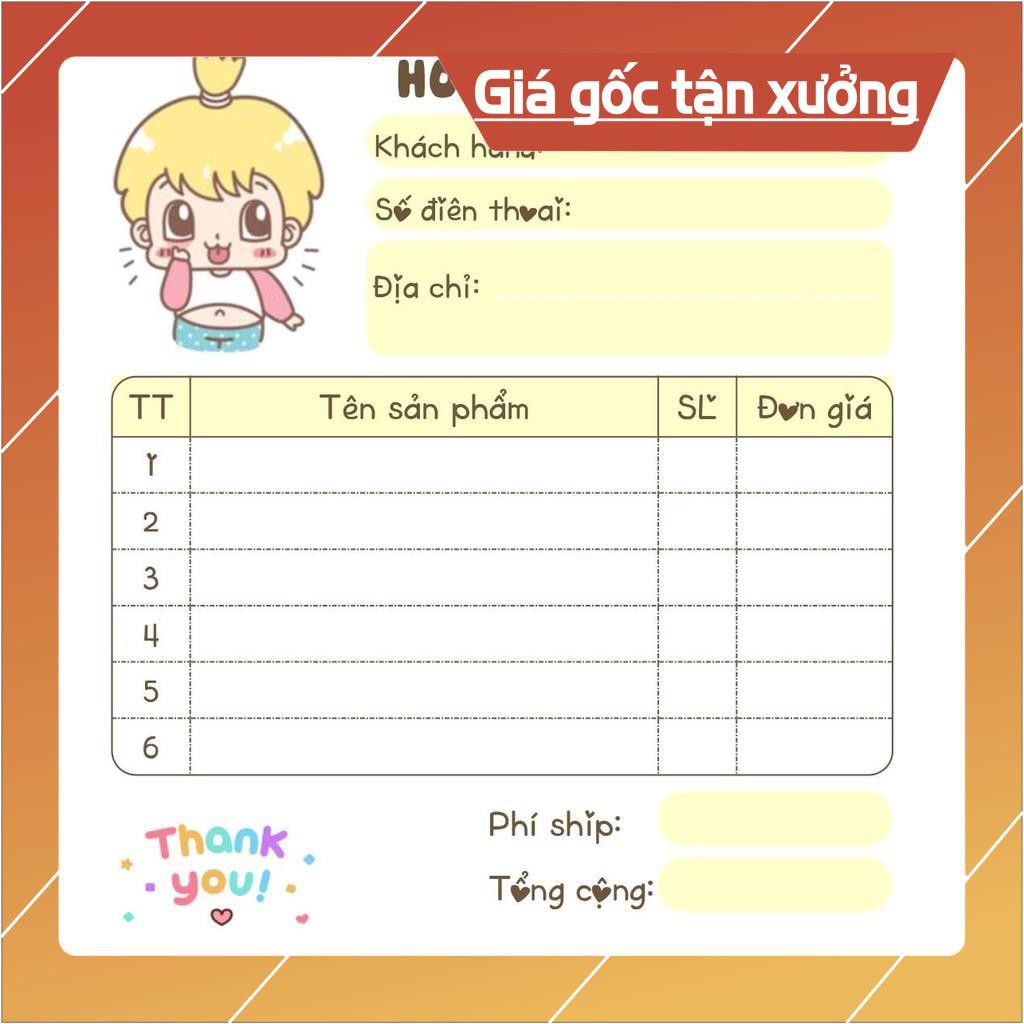 [Free ship] Hoá đơn bán hàng mini 1 liên siêu dễ thương quyển 100 tờ