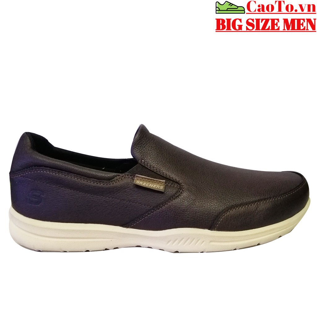 GIÀY LƯỜI NAM BIG SIZE SKECHERS  DA TRƠN ĐẾ MỀM ÊM CHÂN