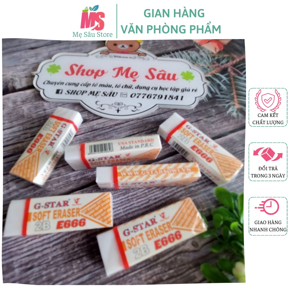 Gôm bút chì Gstar E666 ⚡ CỰC ĐẸP ⚡ Tẩy chì màu đen hoặc trắng, dẻo dai, sạch sẽ, không làm rách giấy