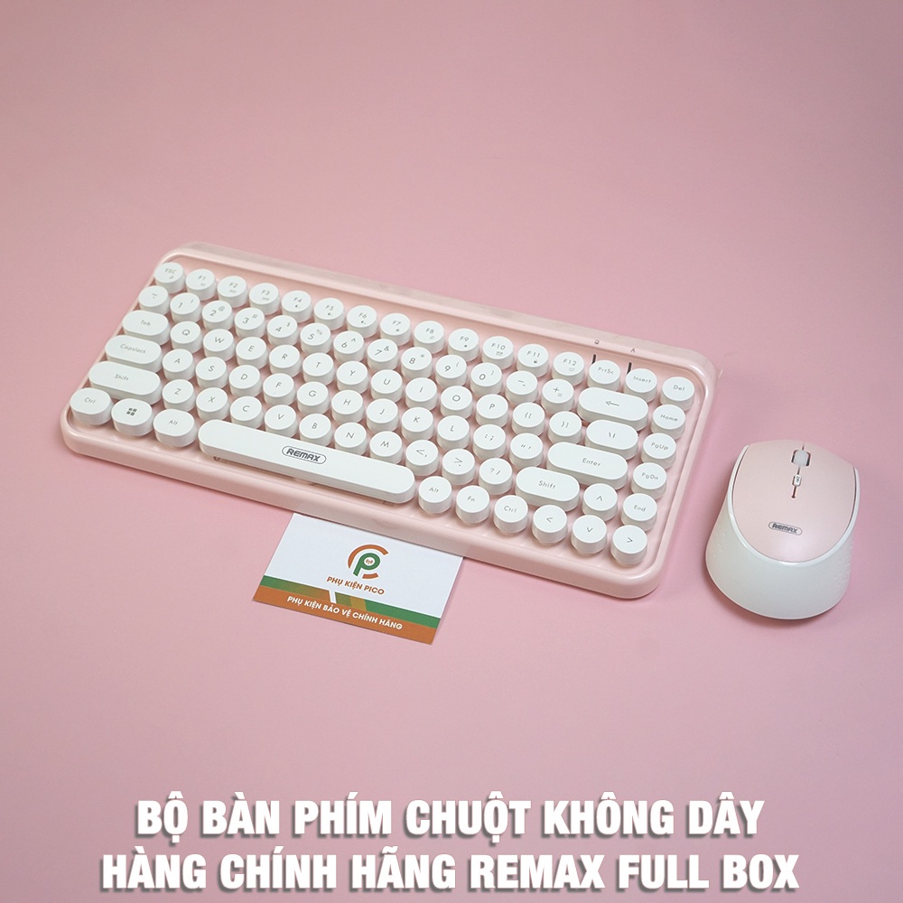 Bàn phím chuột không dây hồng - Bộ bàn phím Chuột máy tính không dây Wireless dễ thương Remax đối thủ của Logitech