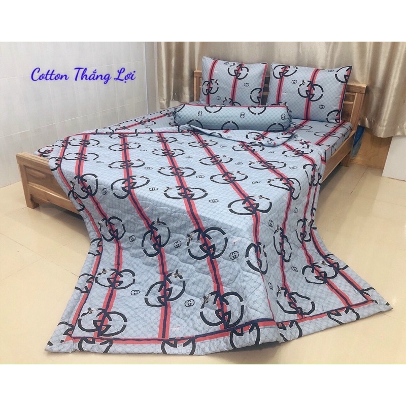 SET 5 MÓN{Size drap 1m6,1m8} Vải Thắng Lợi có in logo (inbox chọn mẫu)