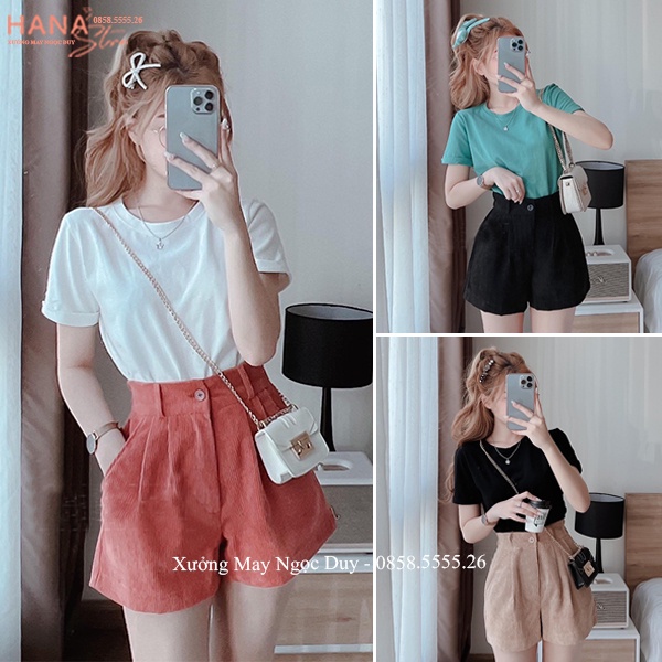 Áo thun nữ tay ngắn cổ tròn dáng ôm vừa màu Đen Trắng vải cotton mịn mát kiểu áo phông nữ mặc nhà ngủ đi học biển mùa hè