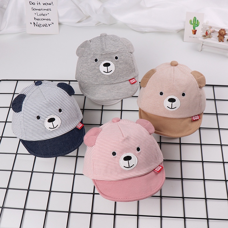 Mũ Lưỡi Trai Cho Bé Thêu Hình Gấu Dễ Thương cho bé Trai Bé Gái 3-12 Tháng