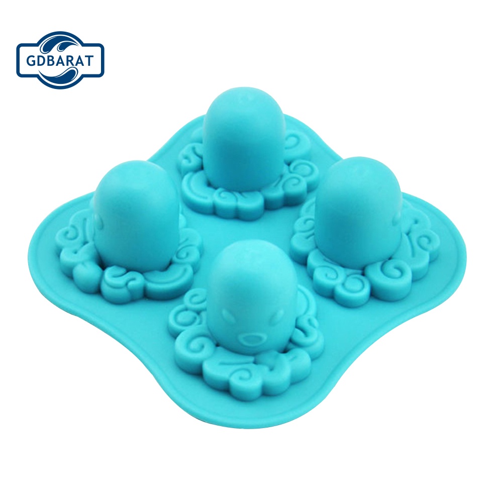 Khuôn Silicone Làm Đá Viên 4 Ngăn Hình Bạch Tuộc