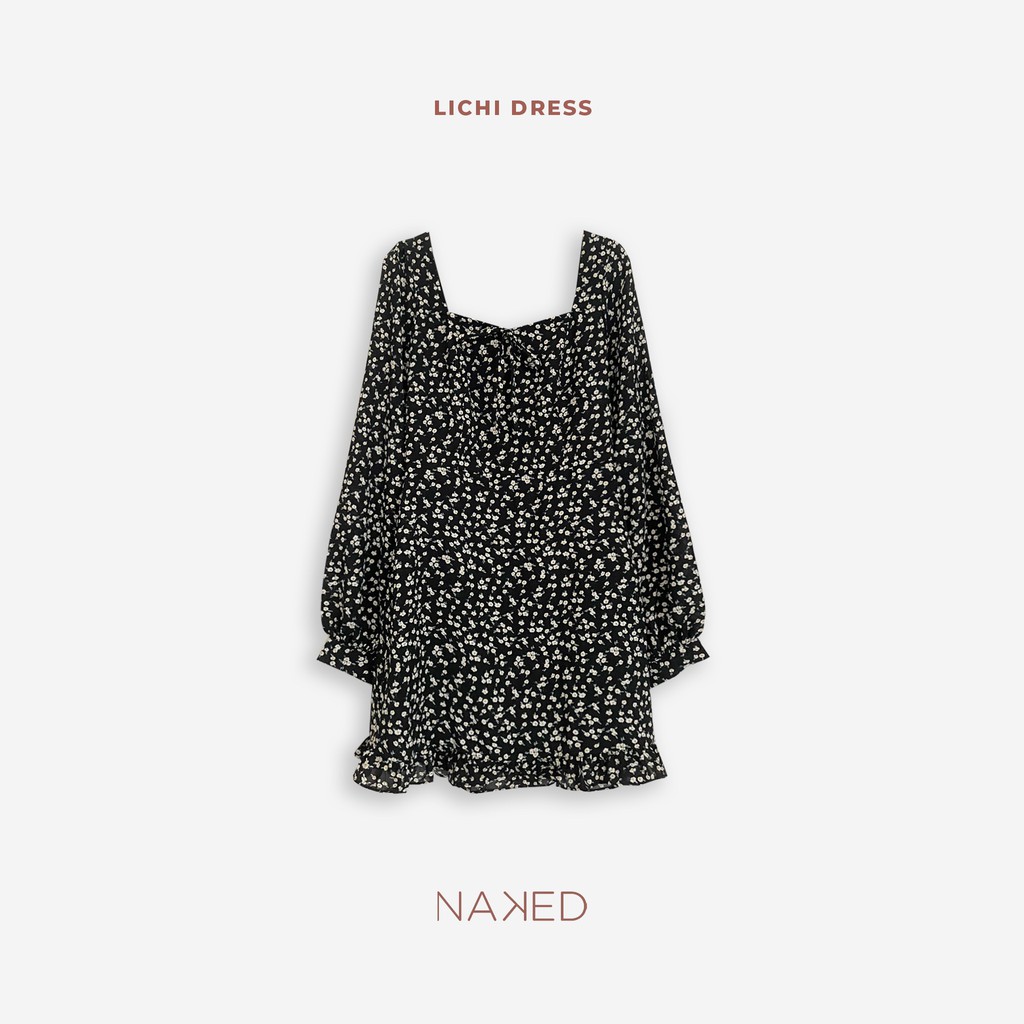 Naked By V - Váy hoa nhí dài tay phối đuôi bèo Lichi Dress