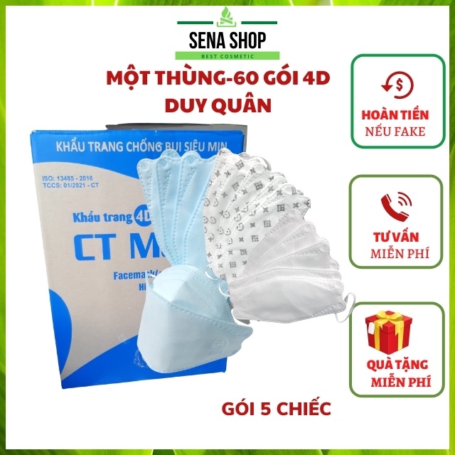 [Sale 4 ngày] Một Thùng Khẩu Trang 4D DQ Mask KF94 Y Tế Duy Quân Xuân Lai Chất Dày Dặn Quai Bền Dáng Đẹp Ôm Sát Mặt