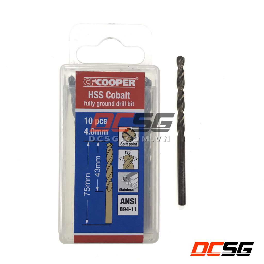 Mũi khoan thép, Inox HSS-Cobalt 5% 1.5-4.5mm CFCooper (01 mũi) | DCSG