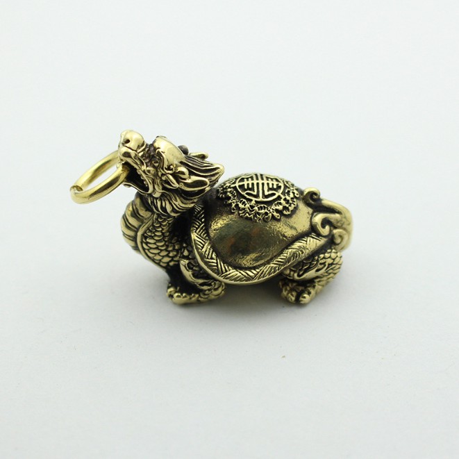 Tượng đồng đúc Long Quy ngậm vòng trấn trạch, móc chìa khóa, trưng bày
