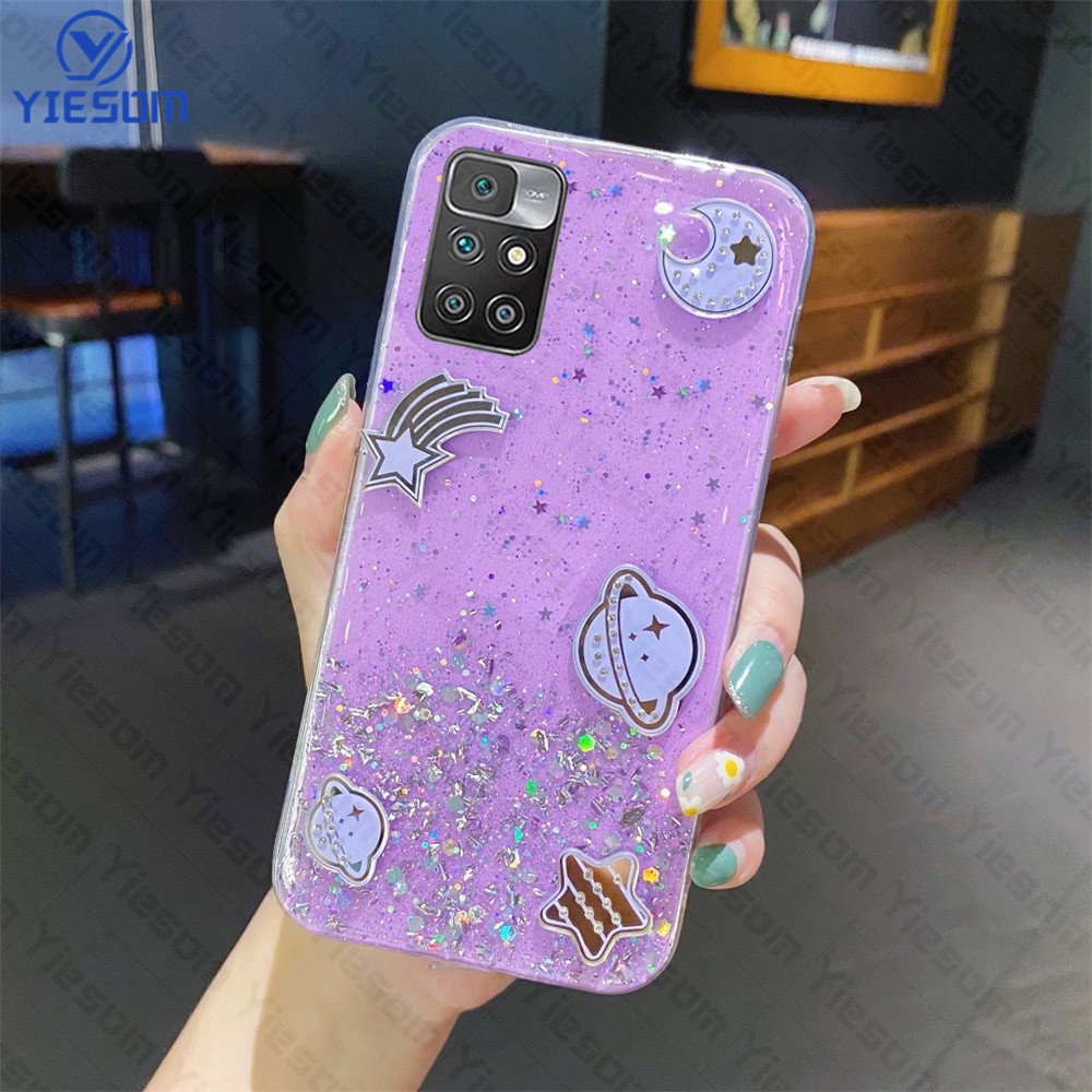 Ốp Điện Thoại Silicon Dẻo Trong Suốt Họa Tiết Hành Tinh Lấp Lánh Sang Trọng Cho Redmi 10 4G 10C 9T 9C 9A 9 K40 K30 K20 Pro