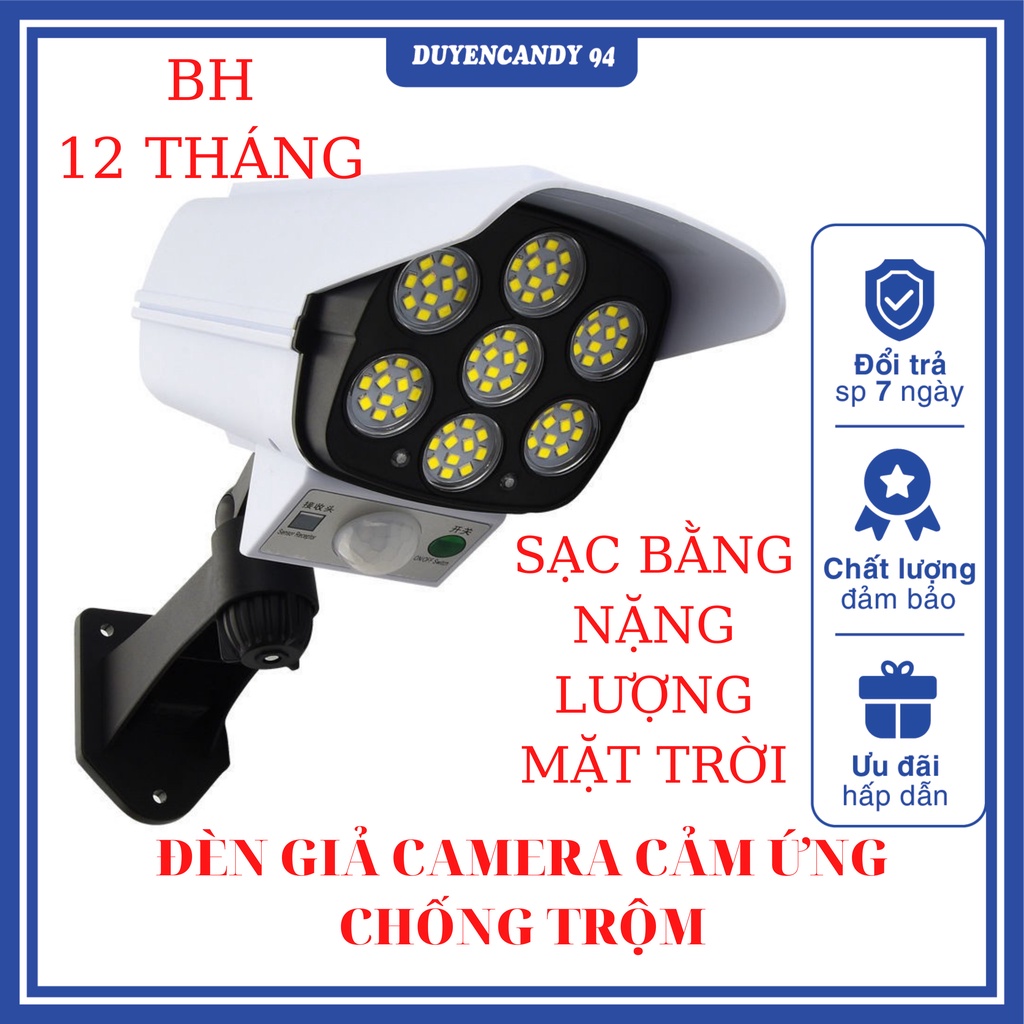 Đèn Năng Lượng Mặt Trời ,Đèn Giả Camera Chống Trộm - Chống Nước - Có Điều Khiển Cảm Biến - Tiết Kiệm Điện