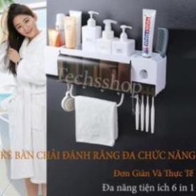 [Xả kho + free ship]  KỆ ĐỂ BÀN CHẢI NHẢ KEM ĐÁNH RĂNG ĐA CHỨC NĂNG 6 IN 1 - Loại 2 cốc 3 cốc và 4 cốc