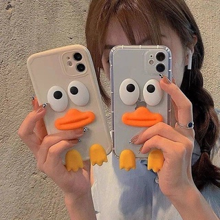Ốp điện thoại trong suốt ba chiều họa tiết vịt dễ thương thích hợp cho iphone 11 12 pro max xs xr 7 8 plus