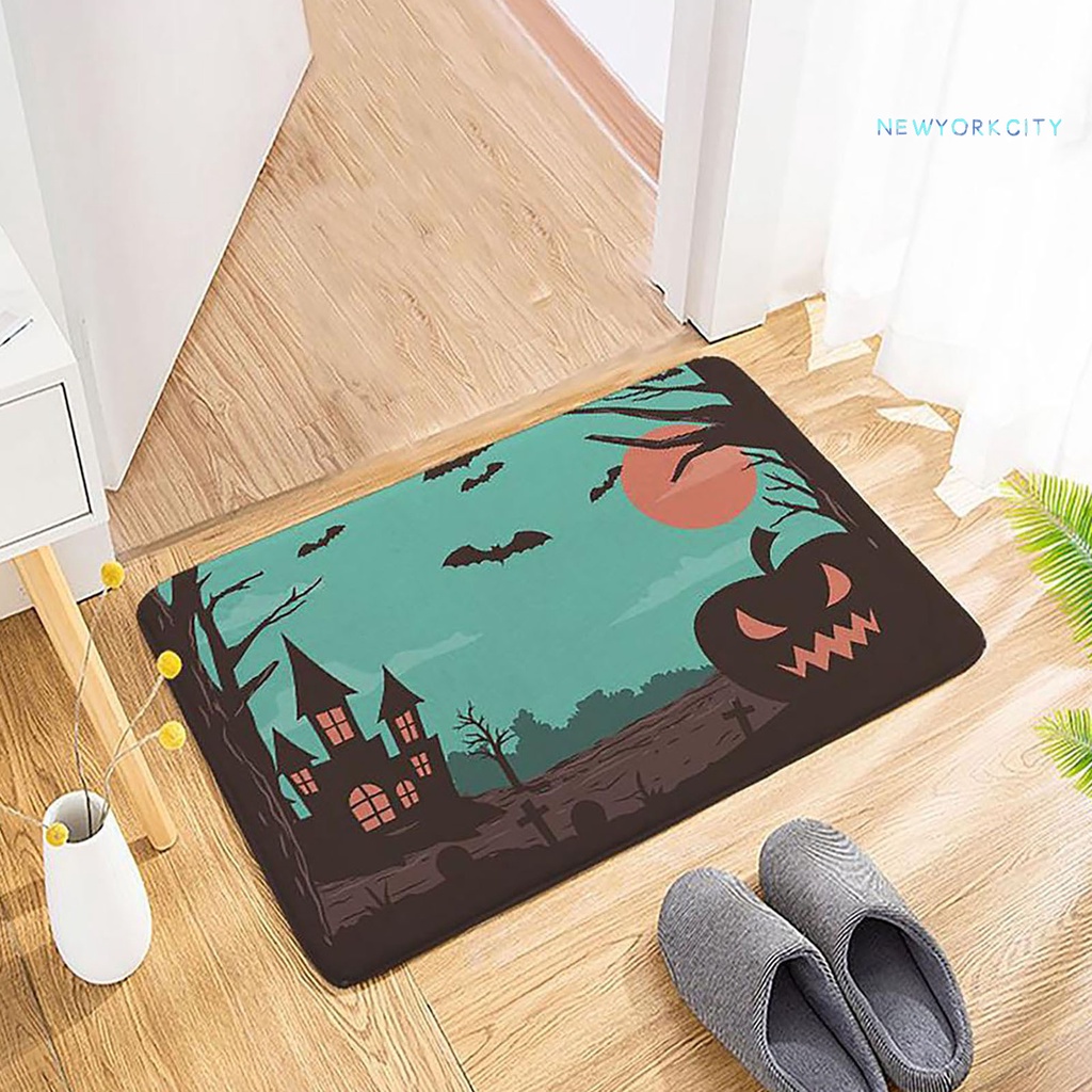 Thảm Chùi Chân Thấm Hút Nước Mạnh Chống Trượt Họa Tiết Kinh Dị Trang Trí Halloween