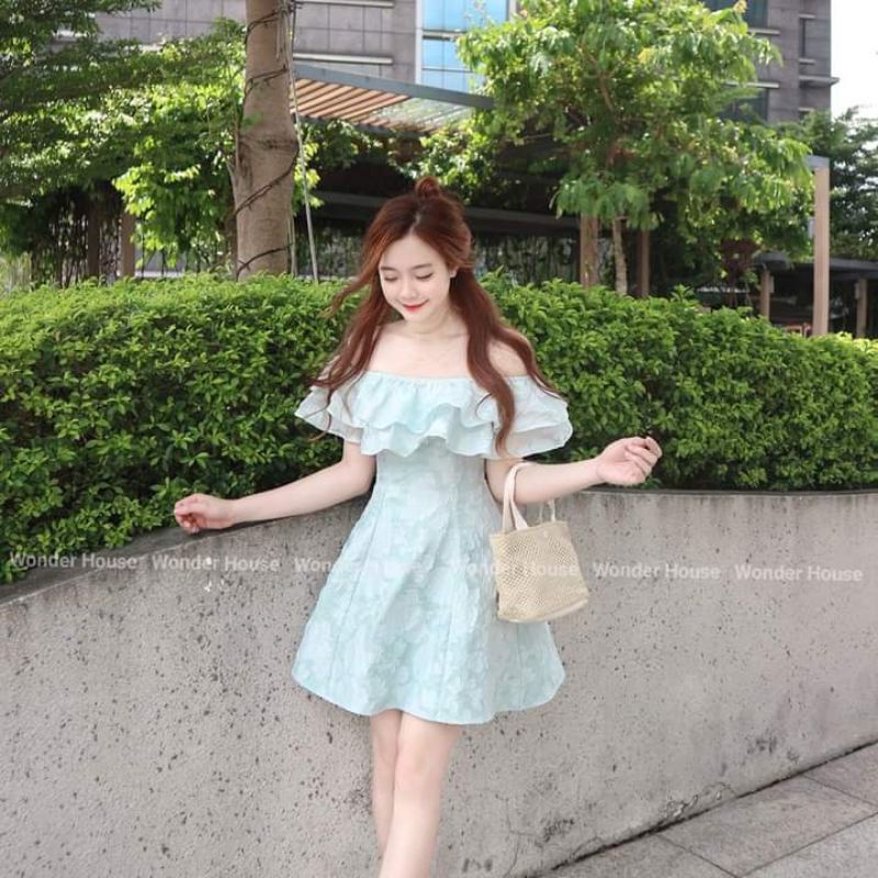 🌸🌸Váy trễ vai tơ hoa bèo xinhh hết nút❤❤