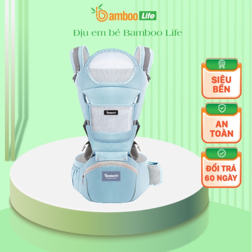 Địu em bé Bamboo Life BL031 nhiều tư thế cho bé trợ lực, đa chức năng có ghế chống gù siêu nhẹ cho trẻ em