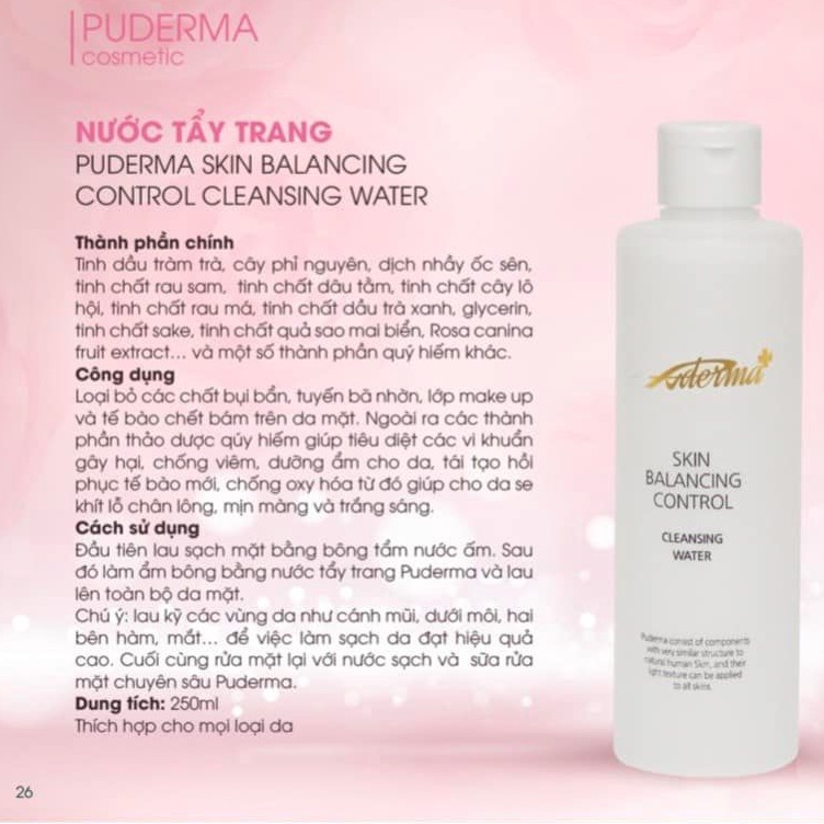 Tẩy trang Puderma Skin Balancing Control Cleansing Water , nước tẩy trang sạch sâu dưỡng ẩm da Puderma Hàn Quốc 250ml | BigBuy360 - bigbuy360.vn