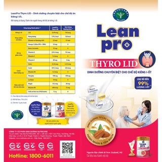 Sữa bột Lean pro thyro lid lon 900g