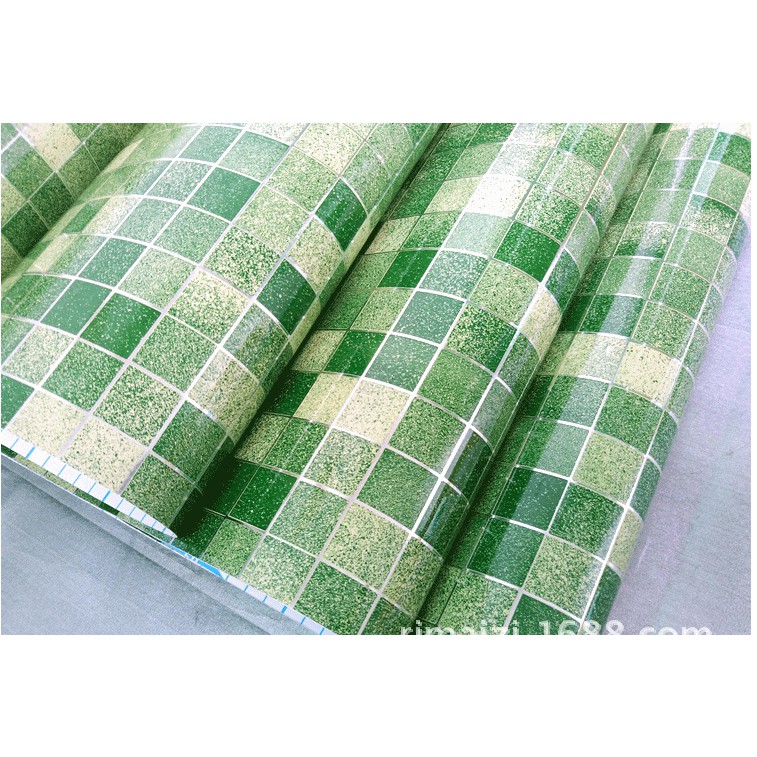 Decal giấy dán bếp tráng nhôm cách nhiệt màu xanh lá khổ 45cm keo sẵn