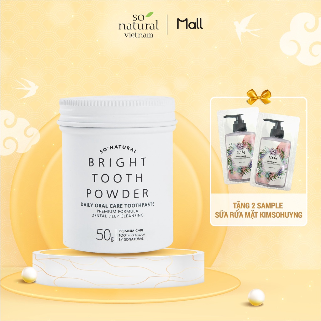 Bột Làm Trắng Răng Hỗ Trợ Làm Giảm Hôi Miệng An Toàn Hiệu Quả Nhanh Chóng Bright Tooth Powder 2in1 50G So Natural